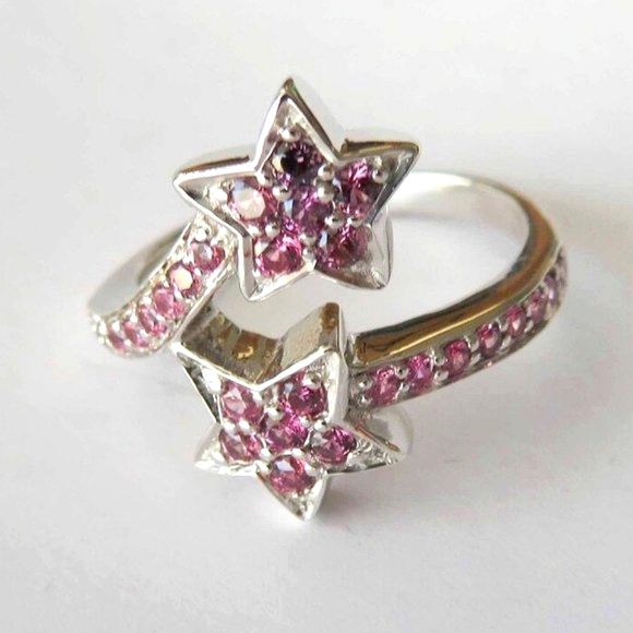 Double Star Natural Raspberry Brown Rubies In Sterling Silver Ring Sz 6.75 - Picture 2 of 11